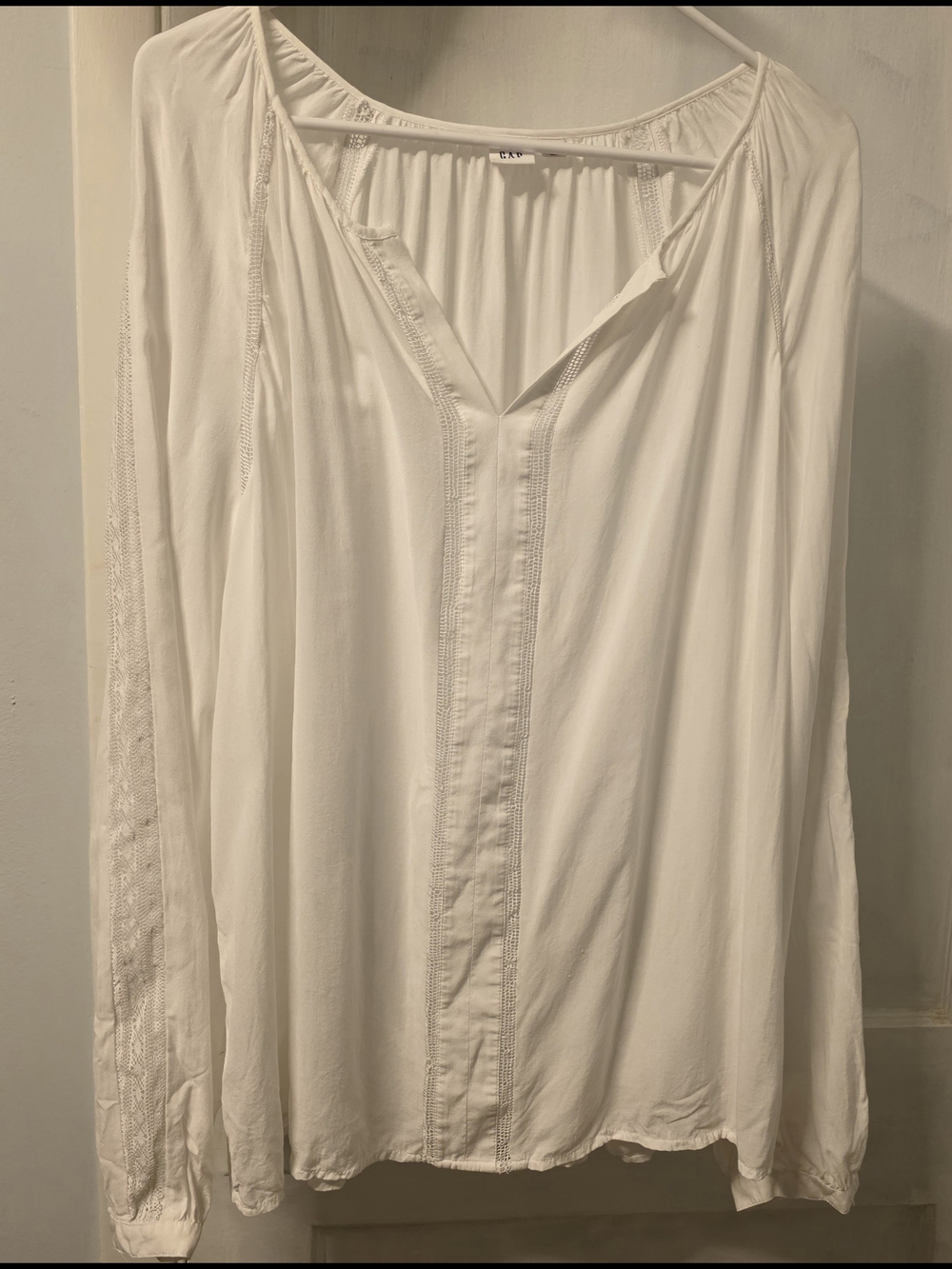 GAP Ivory Lace-Trim Peasant Blouse